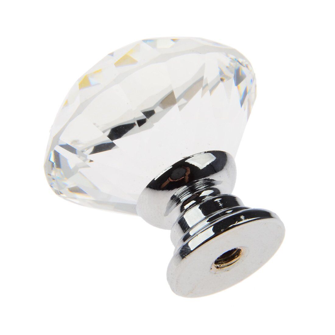 10Pcs Crystal Glass Cabinet Knob Diamond Shape 30mm Drawer Cupboard Handle Pull