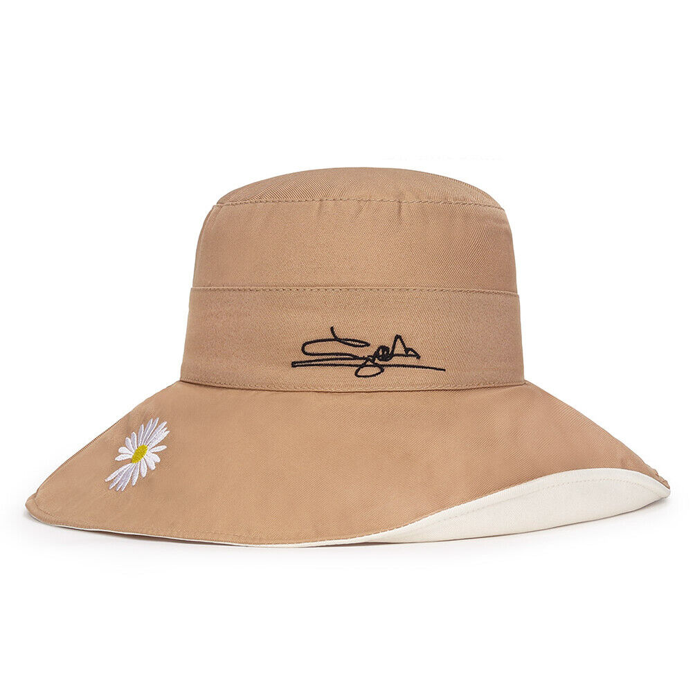 US Daisy Double-Sided UV Protection Wide Brim Bucket Hat Sun Beach Fisherman Cap