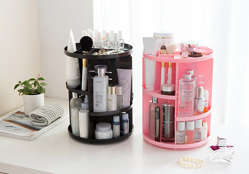 360 Degree Rotating Cosmetic Makeup Organizer Storage Box Lipstick Shelf Display