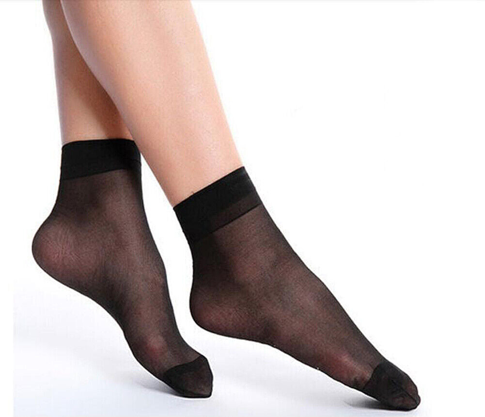 10-20 Pairs Women Nylon Elastic Short Ankle Sheer Stockings Silk Short Socks USA