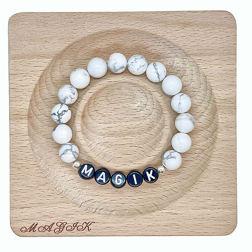 Magik Personalized Name Mama Bracelet Energy Stone Yoga Agage Howlite Crystal