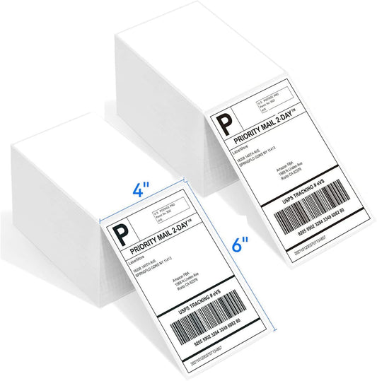 500-5000 4x6 Fanfold Direct Thermal Shipping Labels for Zebra Rollo Printers