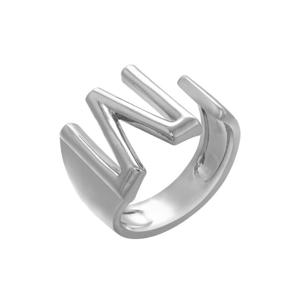 US Alphabet Letter A to Z Resizable Knuckle Ring Initial Gold Silver Letter Ring