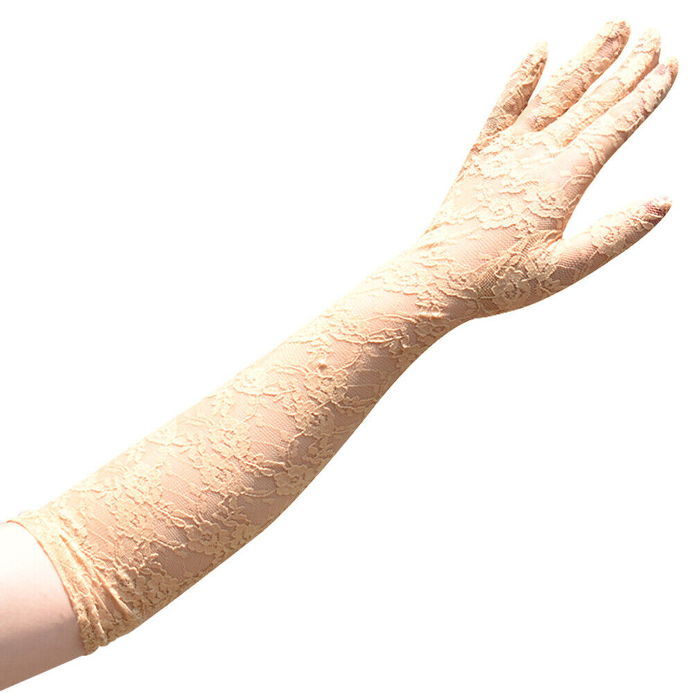 US 16.9'' Sexy Lace Gloves Thin Long Bride Wedding Party Elbow Long Prom Driving