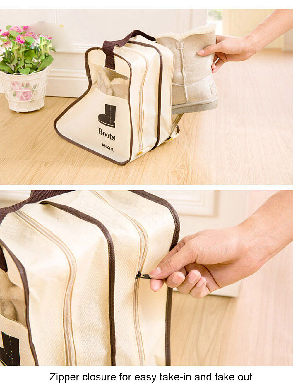 2 Pack Dust-proof Non-woven Portable Tall Boots Storage/Protector Bag Cover Case