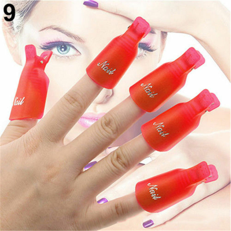 10-20Pcs Silicone UV Gel Polish Remover Wraps Soak Off Cap Clip Nail Art Tool US