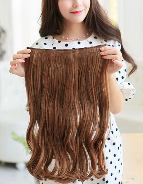 【US Stock】 3/4 Full Head Hair Extensions Clip Straight Curly w/ 5 Clips, Long