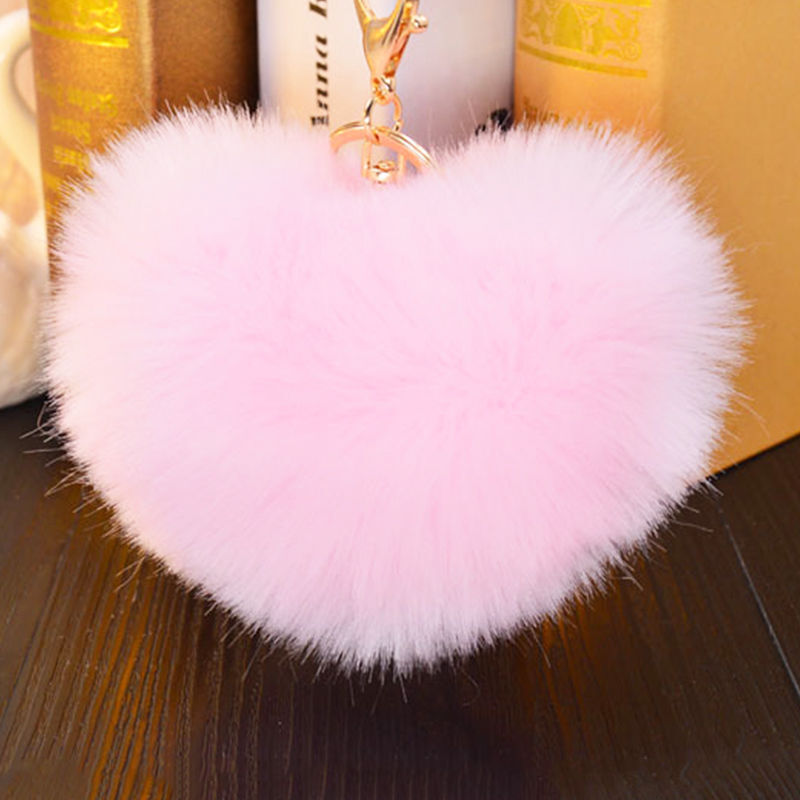 Bunny Rabbit Doll Heart Pom Phone Car Pendant Handbag Key Chain Ring Fine