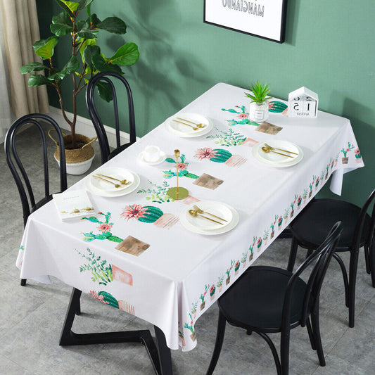 US Vinyl Square Table Cover Wipe Clean PVC Tablecloth Oil-Proof/Waterproof Stain