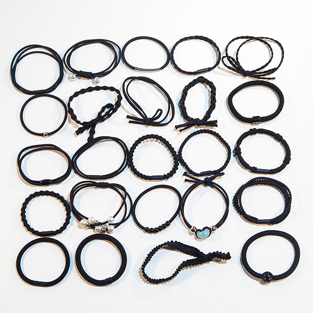 24 Pcs Set Korean Women Elastic Ponytail Holder Rope Hair Tie Ring Hairband Band