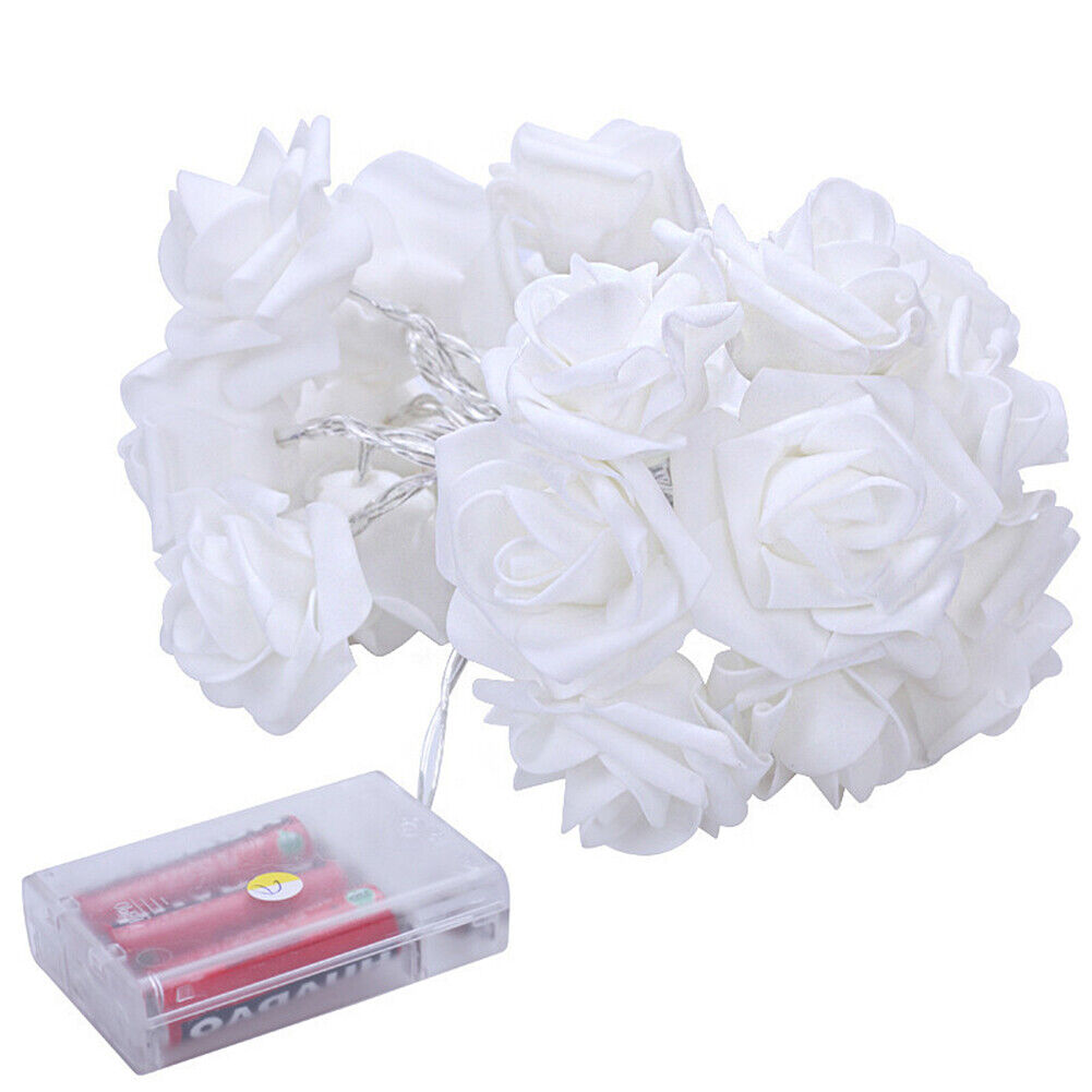 9.84 Ft 20 LED Rose Flower Lights String Battery Operated Wedding Home Party US