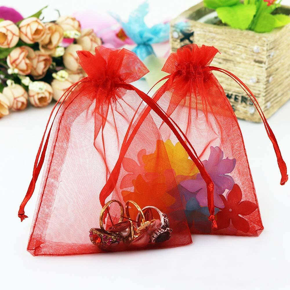 US 50~200 Sheer Coralline Organza Favor Gift Bags Jewelry Pouches Wedding Party