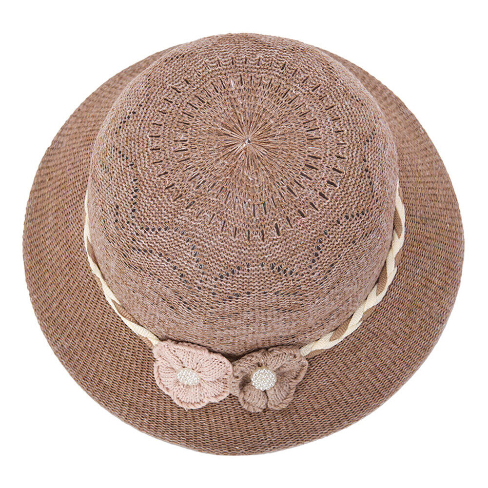 Magik Women Lady Summer Breathable Sun Braided Trim Straw Bowler Cap Cloche Hat