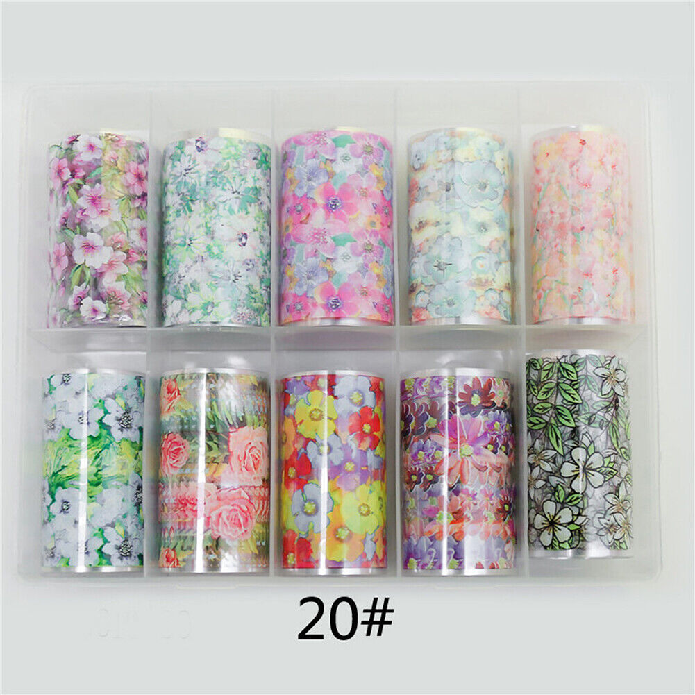 US 10 Sheets Galaxy/Marble/Flower Nail Decal Nail Art Transfer Sticker Decor