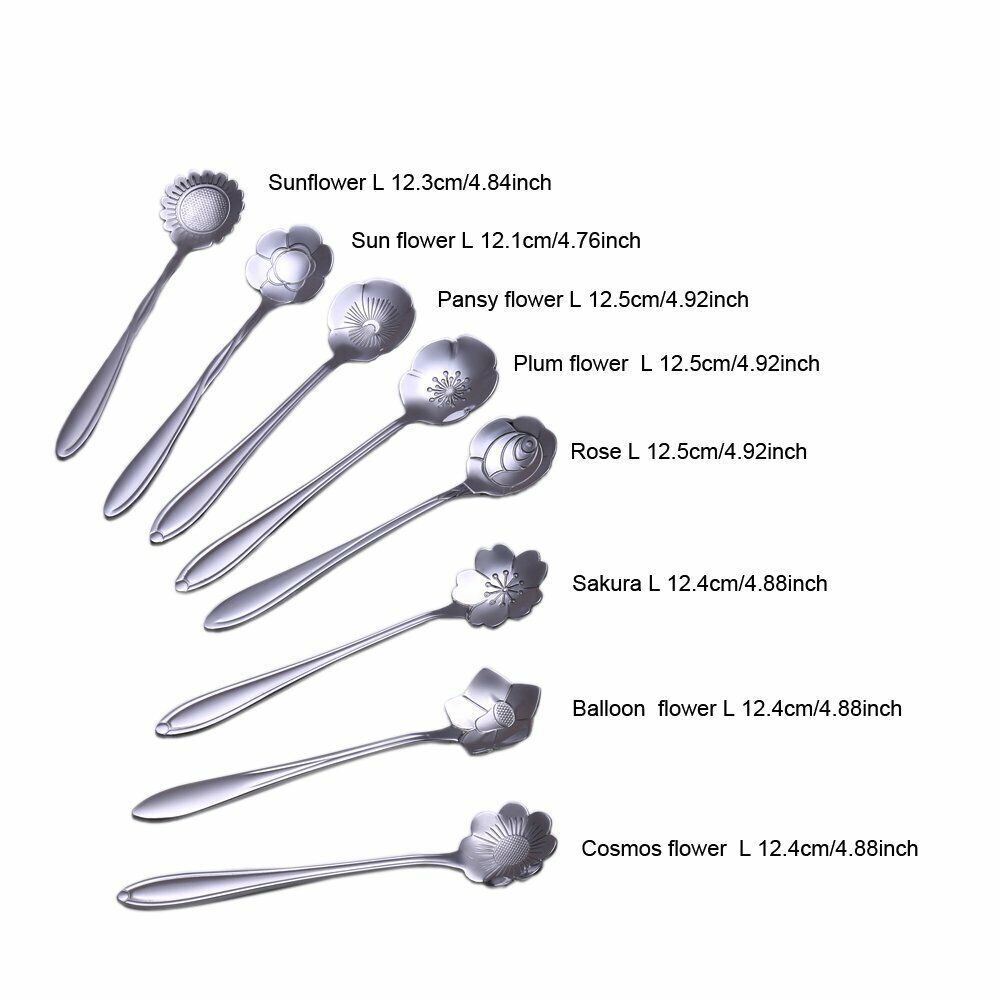 8 Pack Magik Floral Stainless Steel Tableware Creative Flower Coffee Spoon Set
