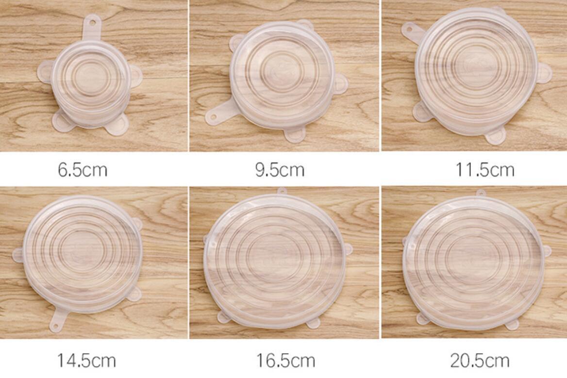 4~6 Pack Stretch Reusable Silicone Bowl Food Storage Wraps Cover Seal Fresh Lids
