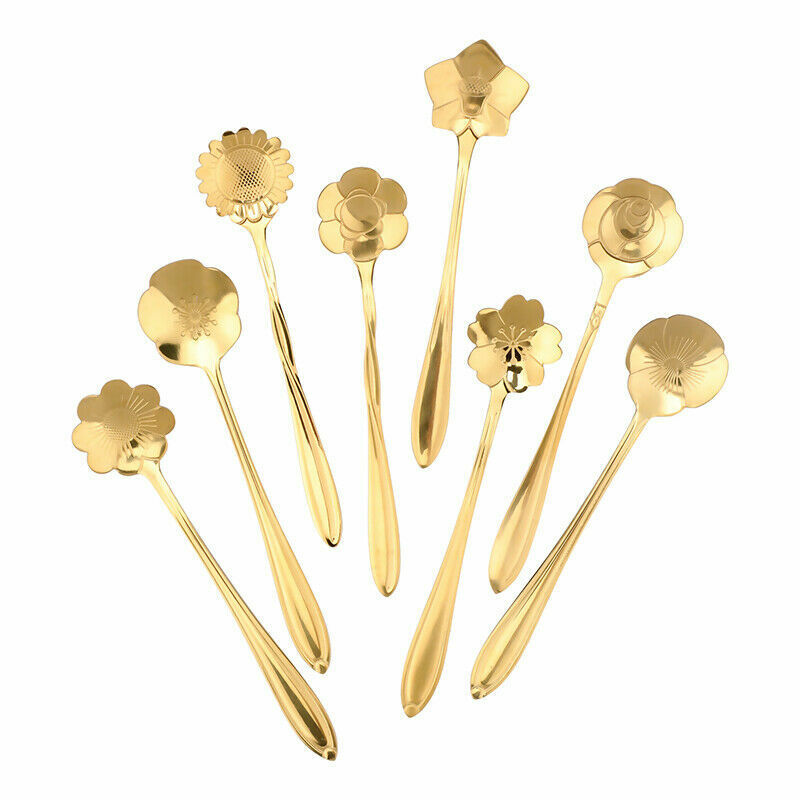 8 Pack Magik Floral Stainless Steel Tableware Creative Flower Coffee Spoon Set