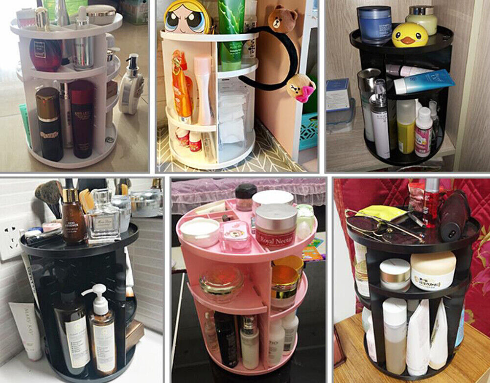 360 Degree Rotating Cosmetic Makeup Organizer Storage Box Lipstick Shelf Display