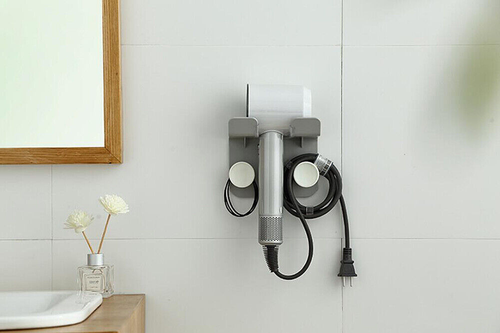 Hair Dryer Holder Self-Adhesive Hanging Rack Organizer Hook Spiral Caddy Bracket