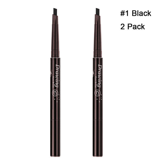 2 Pack Eyebrow Pencil Retractable Slant Tip with Brush Double-end Waterproof