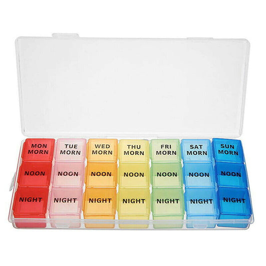 US 7 Day 28 Hole Medicine Pill Week Tablet Sort Organizer Storage Container Case