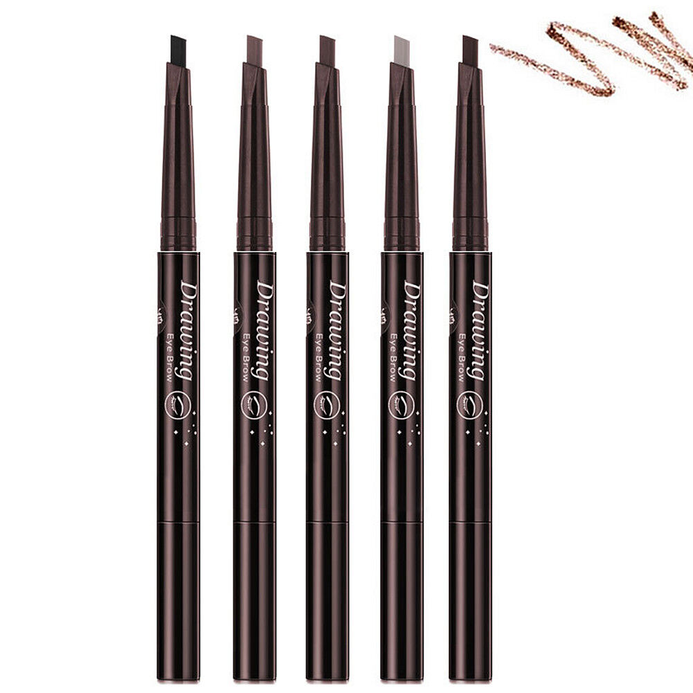 2 Pack Eyebrow Pencil Retractable Slant Tip with Brush Double-end Waterproof