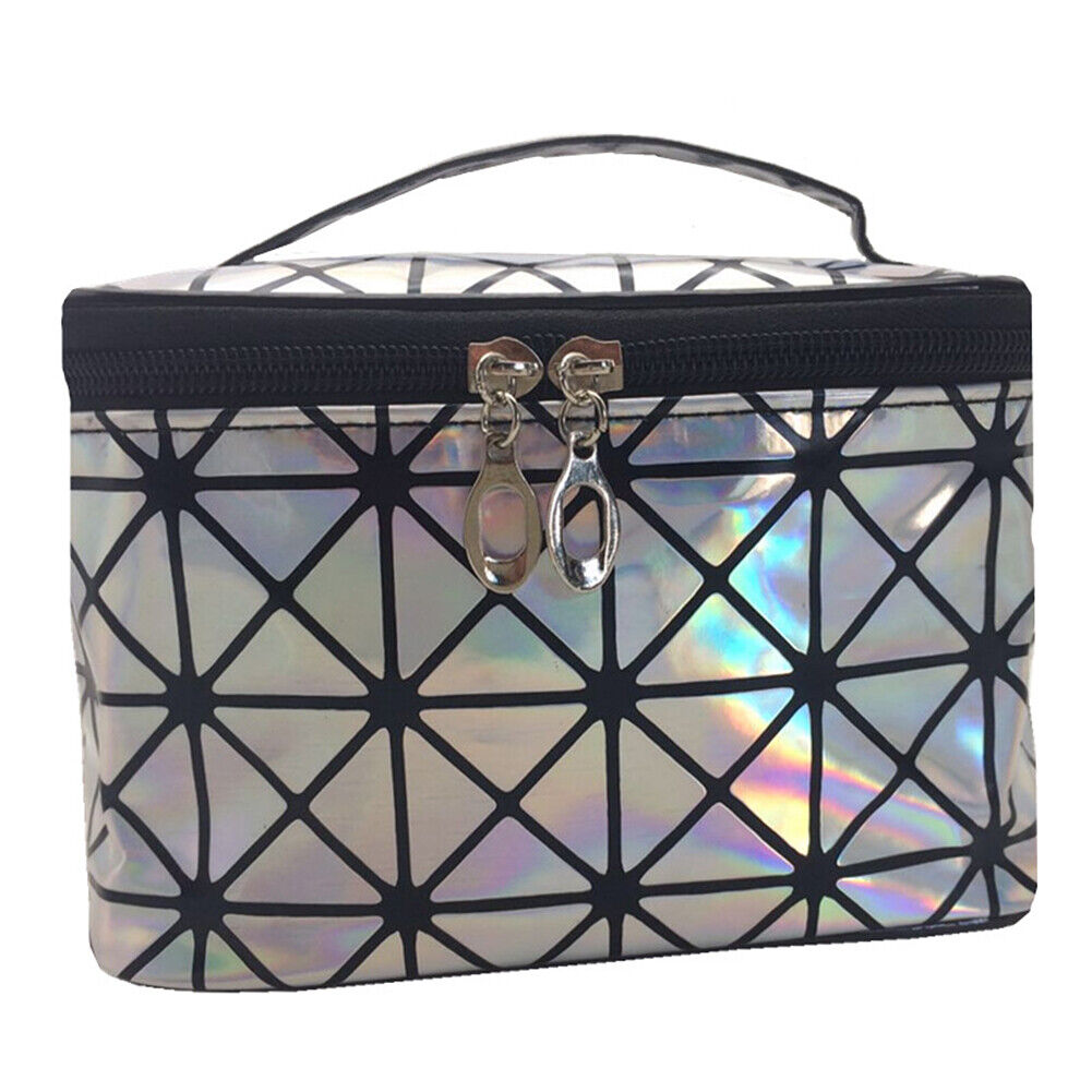 US Holographic Portable Travel Cosmetic Makeup Bag PU Handy Toiletry Waterproof