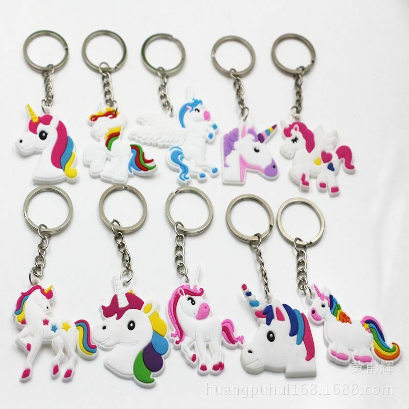 US 48Pcs PVC Unicorn Horse Keychain Keyring Handbag Key Ring Bag Charm Pendant