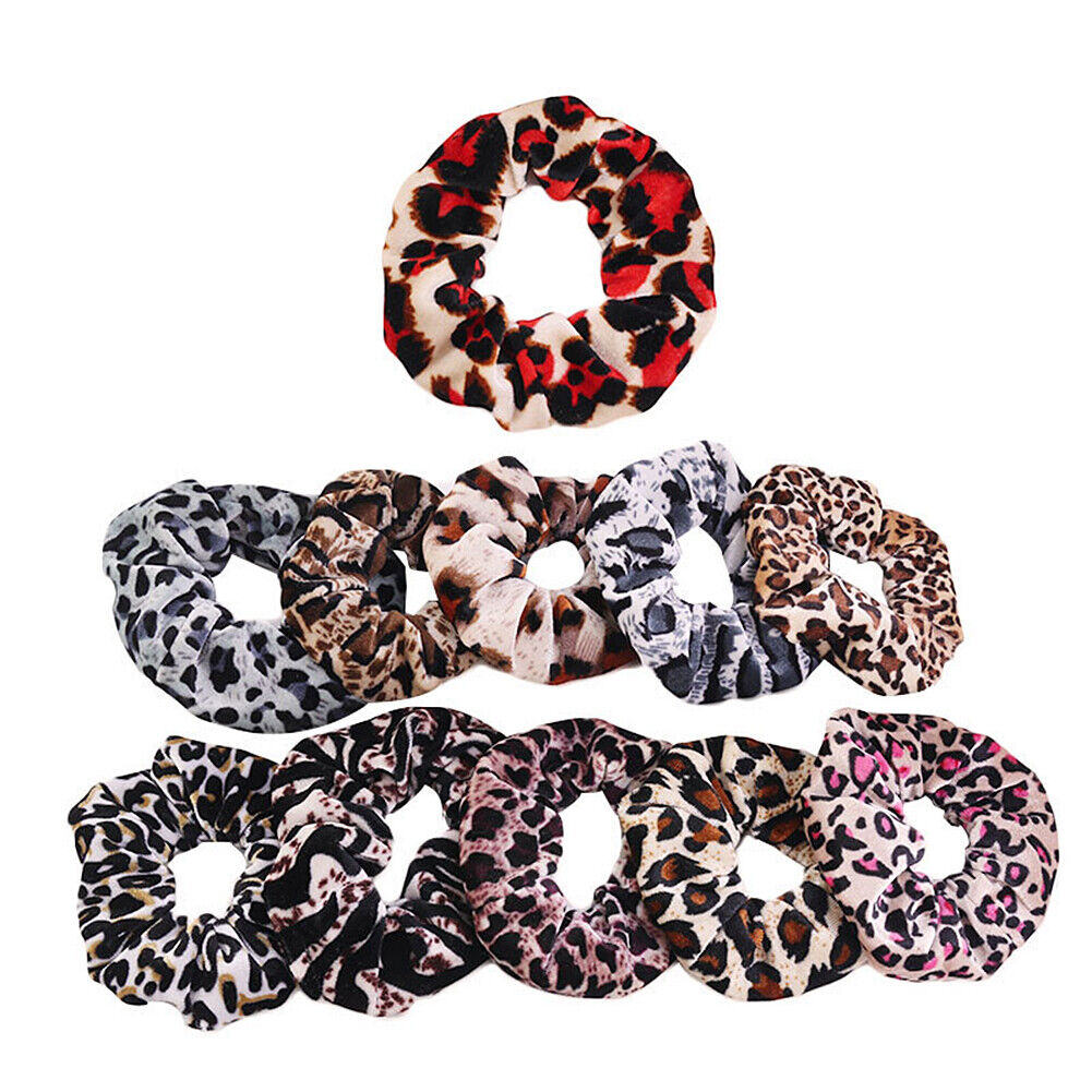 30-60 Leopard Hair Scrunchies Gold Velvet Elastics Bands Ties Scrunchy Ties Rope