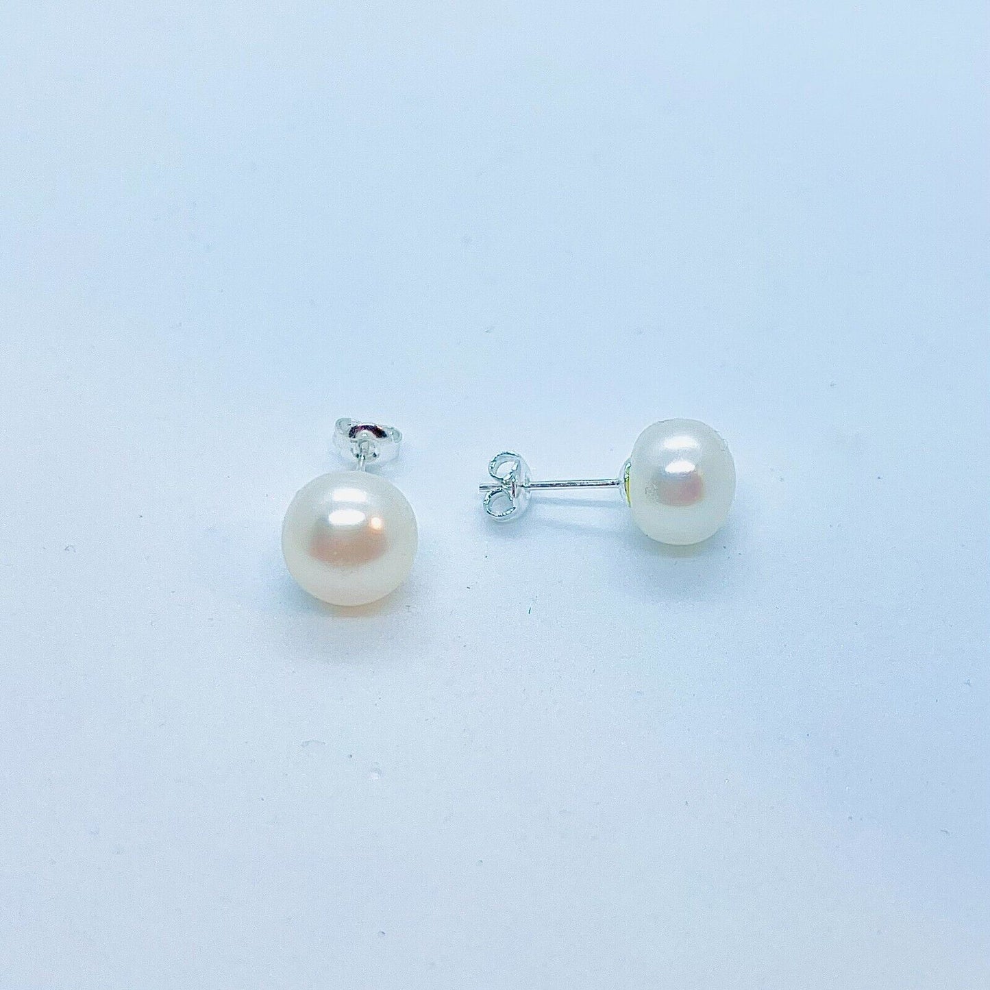 US Real Freshwater Cultured Button AA Pearl Earring Studs High Luster Gift Women