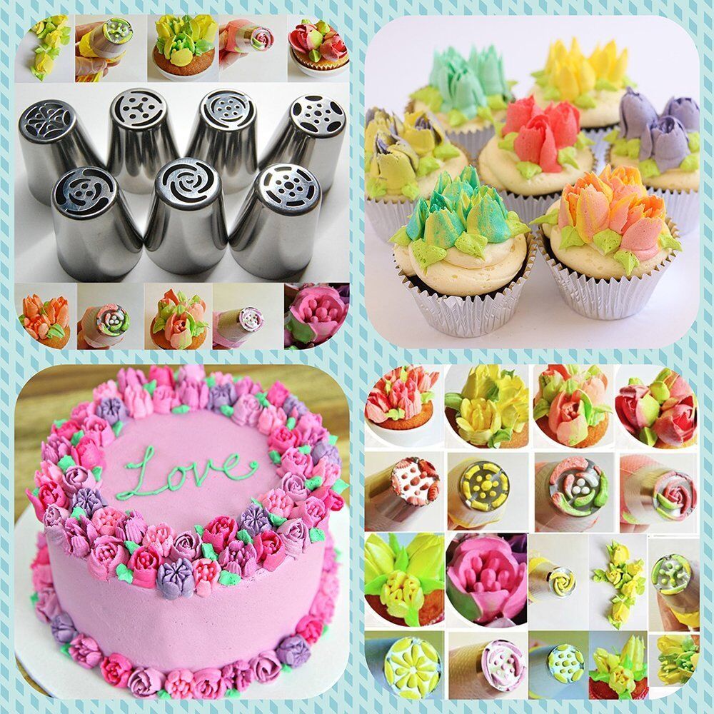 Magik DIYCake Decor Russian Icing Piping Nozzles Tips+bags+Coupler 28-56Pcs Set