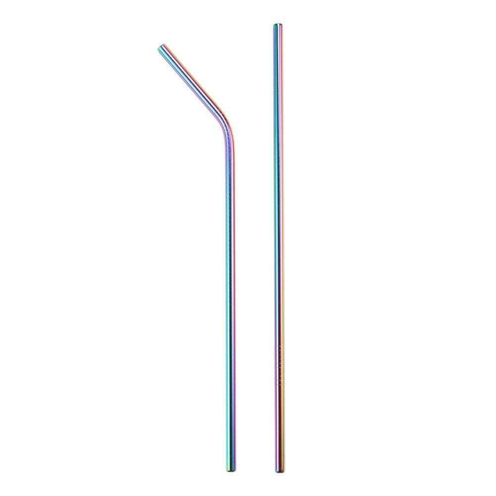 US 8pcs 10.5" Stainless Steel Ultra Long Metal Cocktail Straw + 2 Cleaner Brush
