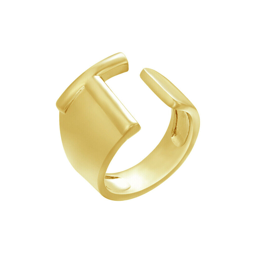 US Alphabet Letter A to Z Resizable Knuckle Ring Initial Gold Silver Letter Ring
