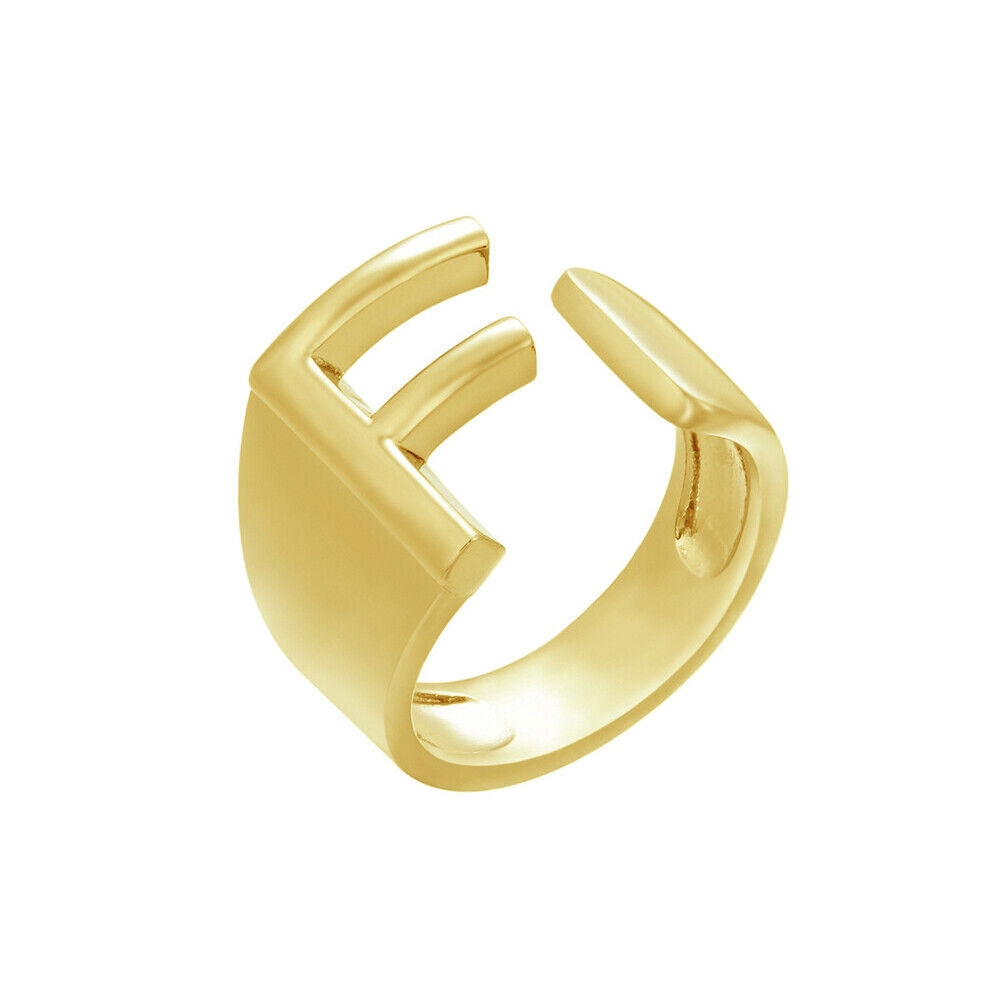 US Alphabet Letter A to Z Resizable Knuckle Ring Initial Gold Silver Letter Ring