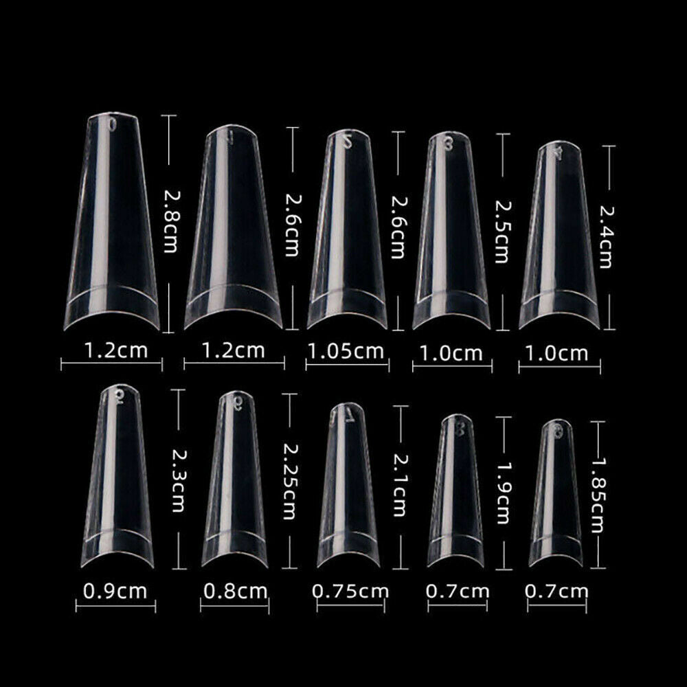 US 500-1000Pc Clear Natural Salon Half French False Acrylic Nail Art Cowboy Tips