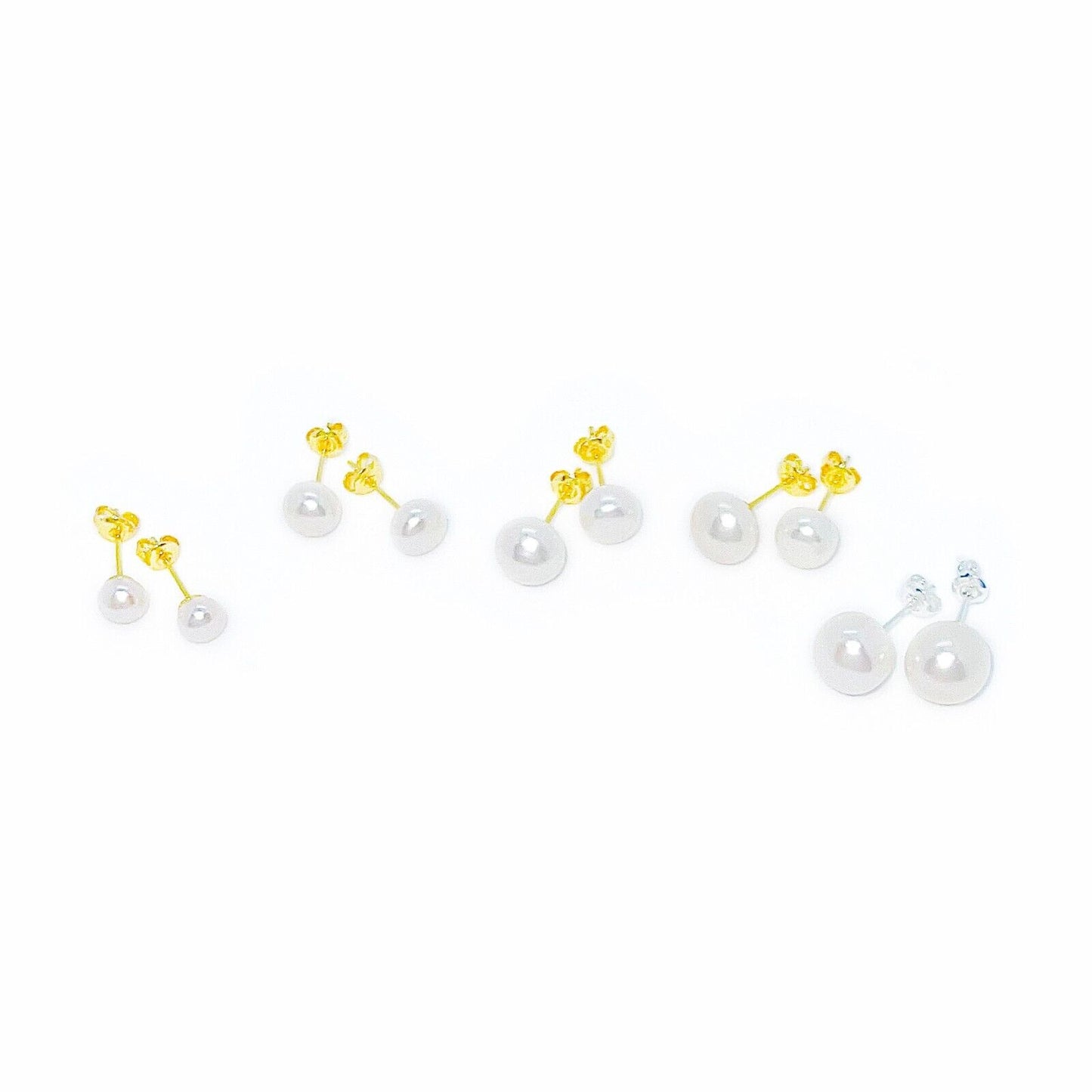 US Real Freshwater Cultured Button AA Pearl Earring Studs High Luster Gift Women