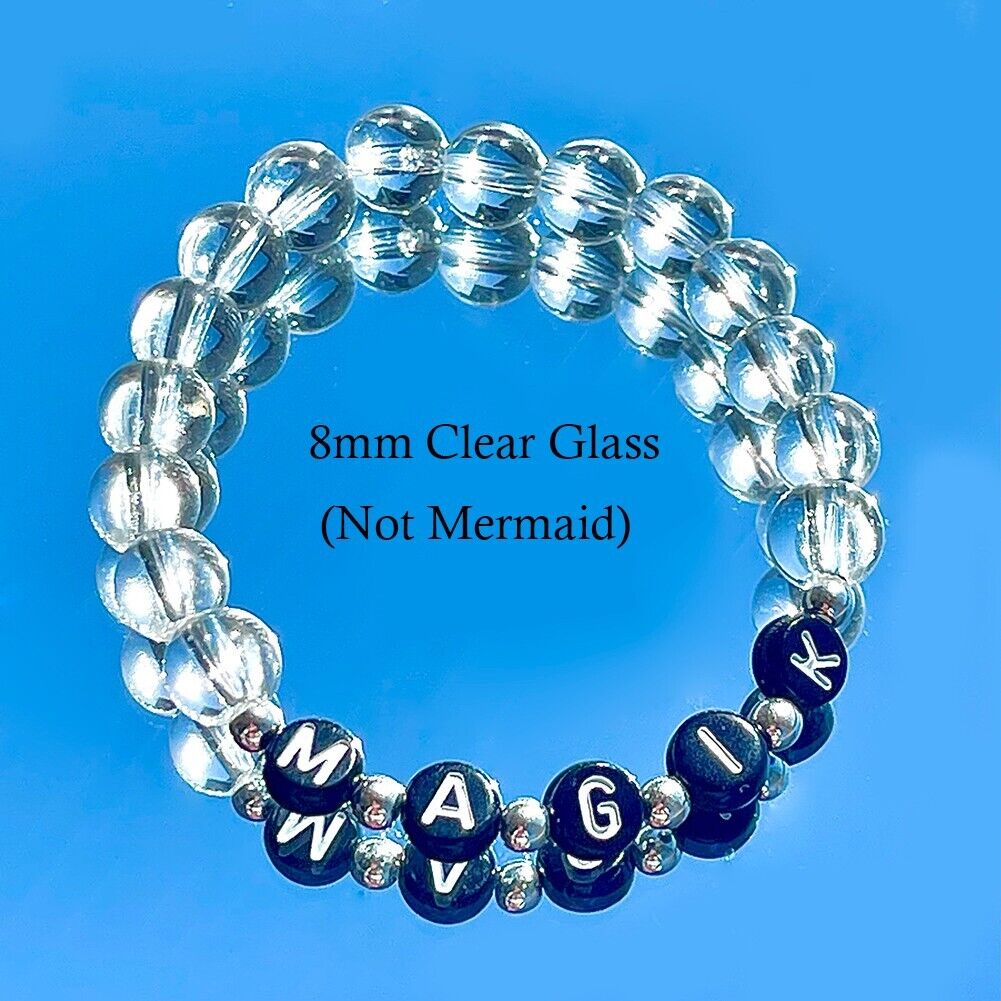 Magik Custom Name Glass Bead Soap Bubbles Mermaid Holographic Aura Mama Bracelet