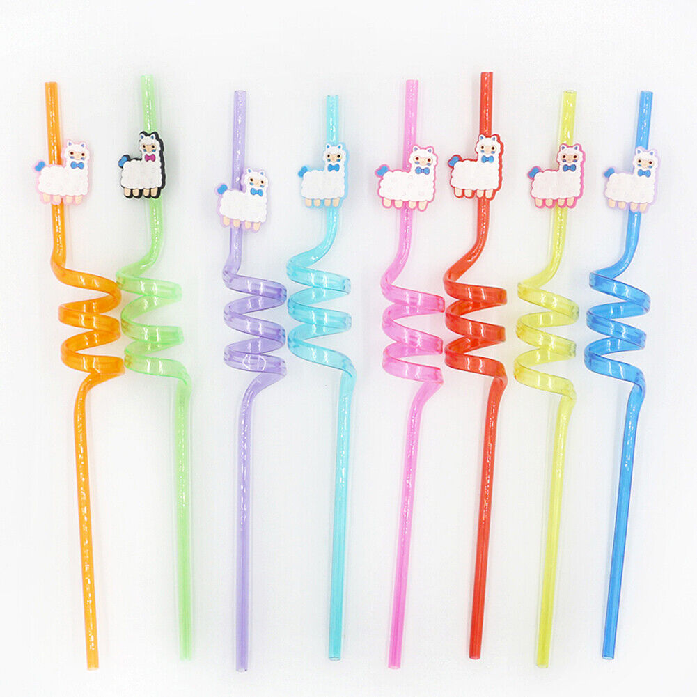 US 24Pcs Reusable Unicorn Alpaca Mermaid Straws Daughters Girls Party Favor Kids