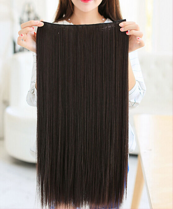 【US Stock】 3/4 Full Head Hair Extensions Clip Straight Curly w/ 5 Clips, Long