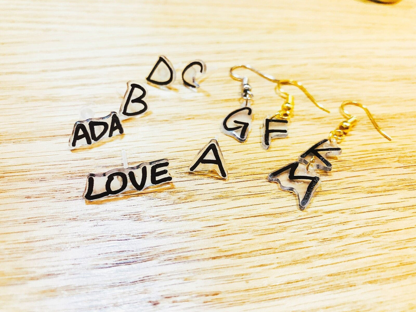 Made in the USA! Magik Alphabet Numbers Word Names Letter Custom Earstud/Earring