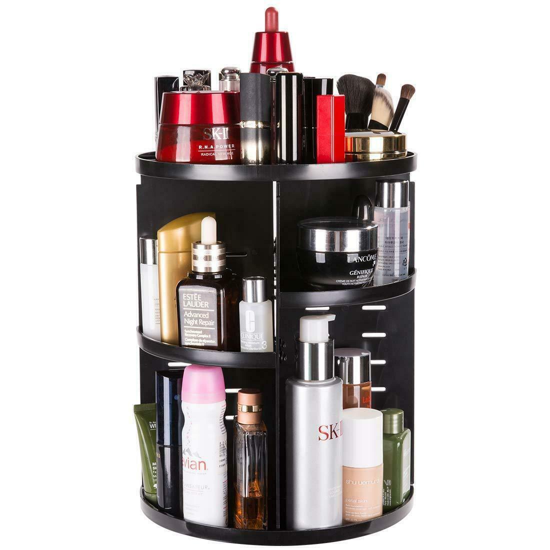 360 Degree Rotating Cosmetic Makeup Organizer Storage Box Lipstick Shelf Display