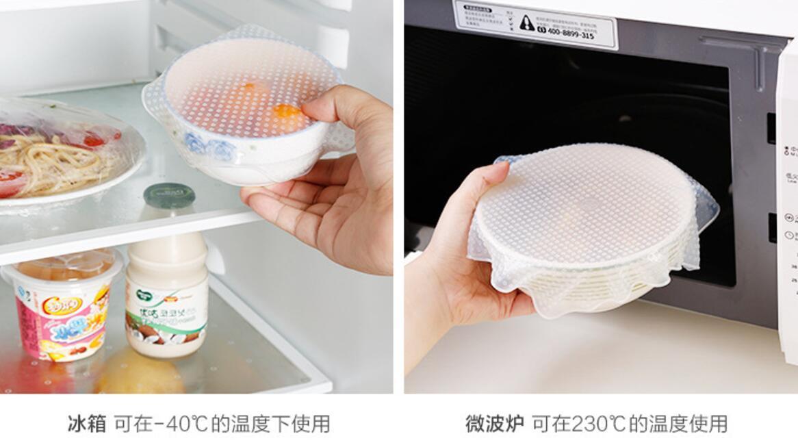 4~6 Pack Stretch Reusable Silicone Bowl Food Storage Wraps Cover Seal Fresh Lids