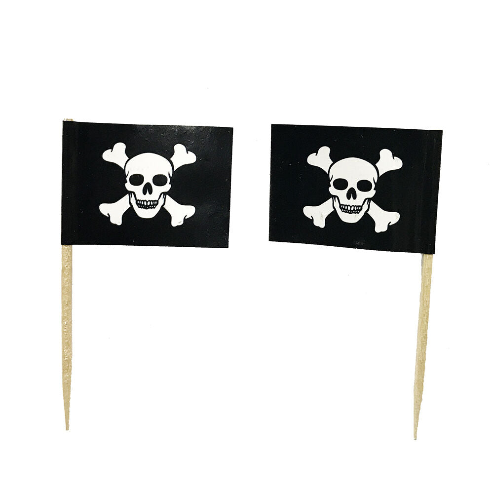 100-200 PCS Pirate Flag Cocktail Pick Cheese Snack Party Toothpicks Halloween