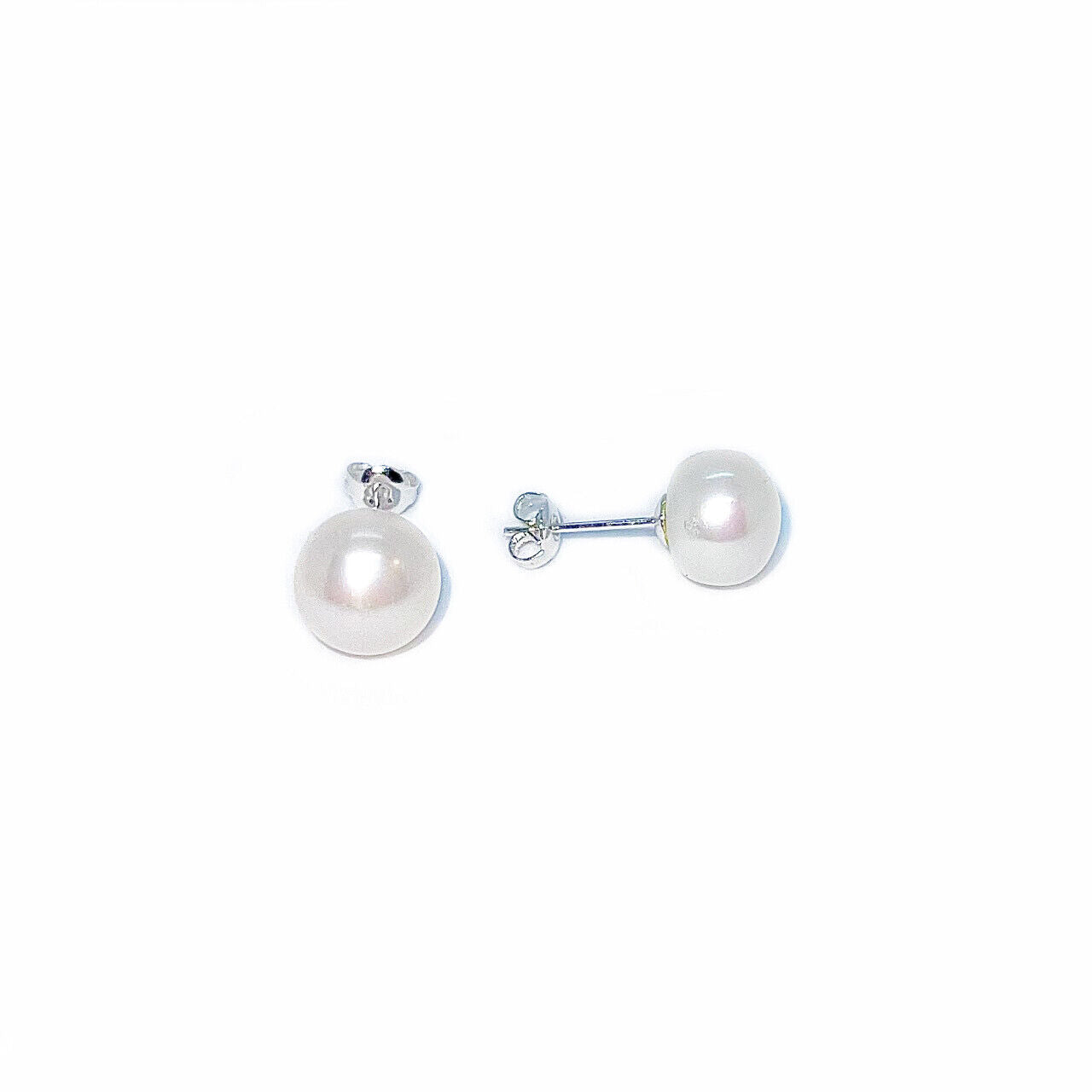 US Real Freshwater Cultured Button AA Pearl Earring Studs High Luster Gift Women