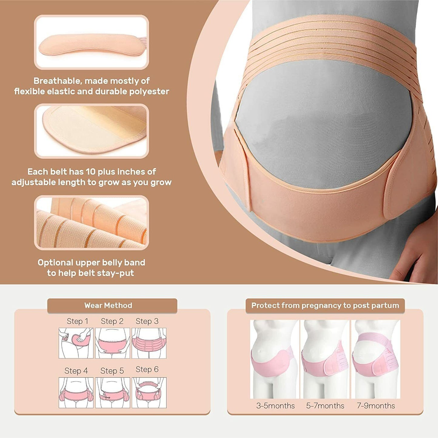 US Maternity Belt Pregnancy Support Waist Back Abdomen Prenatal Belly Band Brace