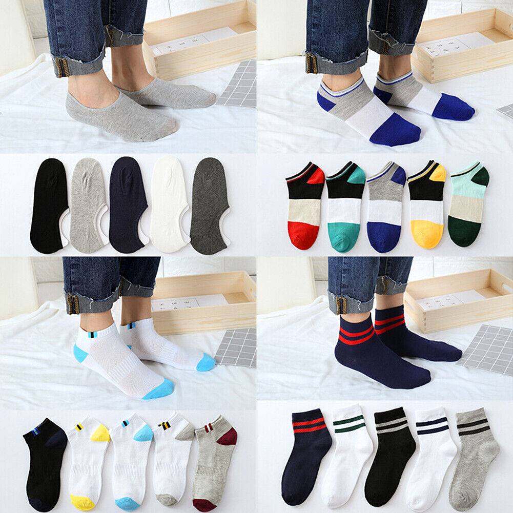 US 5 Pairs Men Women Low Cut Liner Multi Pattern Boat Socks Daisy Bear Stripes