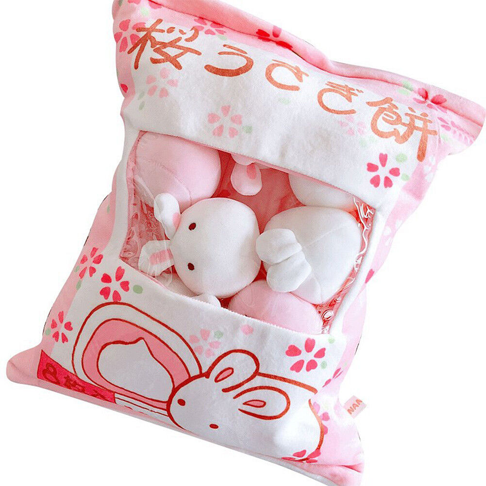 US Plush Stuffed Animal Imitation Snack Bag Cushion Toy Pillow with Little Dolls