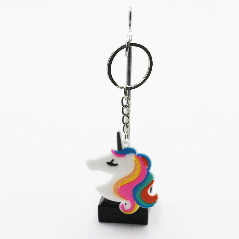 US 48Pcs PVC Unicorn Horse Keychain Keyring Handbag Key Ring Bag Charm Pendant