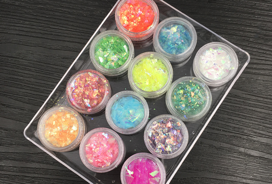 12 Pack Nail Art Glitter Powder Pieces UV Gel Acrylic Sequins Decoration Tips