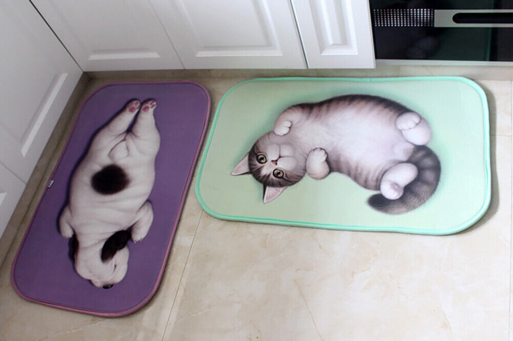 US Cat Dog Non-Slip 3D Doormat Kitchen Bathmat Bedrooms Patio Stair Carpet Mat